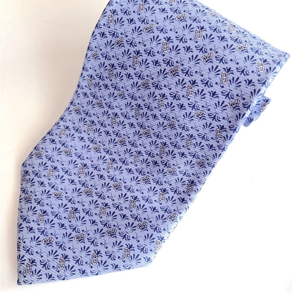 English Sports Shop Bermuda Men’s Tie Silk Italy Foulard Light Blue 58”x3.5”